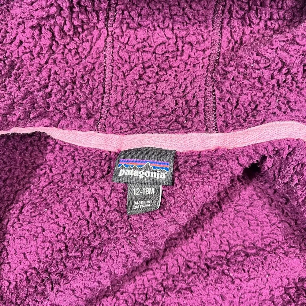 Patagonia Baby Furry Friends Hooded Fleece Jacket Purple Bear Ears‎ 12-18M 60155